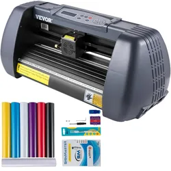 VEVOR 375 mm Vinyl Schneideplotter Papiereinzug, Folienplotter Drucker Vinyl Schneiden Set, Unterstützt DM/PL, HP/GL-Sprache, Abdeckfolie zum Malen und Ätzen, Scrapbook-Papiere PU-Vinyl schneiden