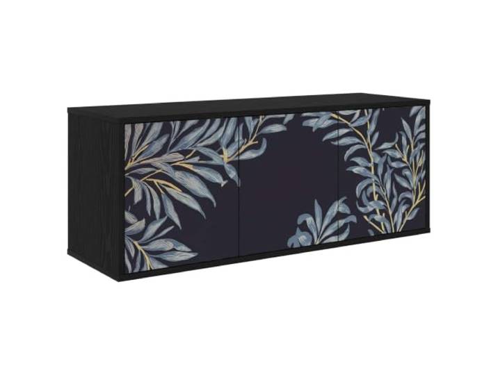 Foknhdi Wandmontierter TV-Schrank DOKKUM 102x33x40 cm Schwarz Platzsparendes Lowboard fürs Schlafzimmer mit 3 Türen, stilvollem Muster und 30 kg Belastbarkeit.