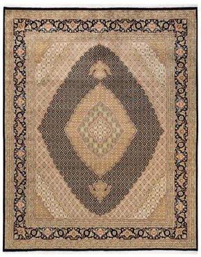 Overton Hand Knotted Wool Vintage Inspired Traditional Mogul Black Area Rug - 8 x 10