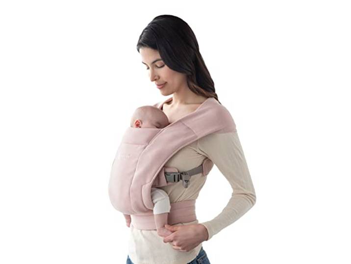 Ergobaby Embrace Babytrage für Neugeborene von 0–12 Monaten (3,2–11,3 kg), Ergonomische 2-Positionen Babytrage mit Kopf- und Nackenstütze und hüftgesunder M-Stellung, Blush Pink