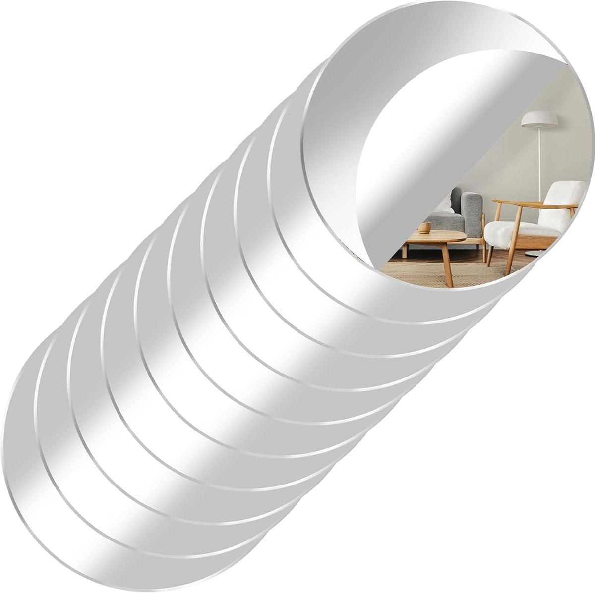 Thijox Set van 10 Ronde Acrylspiegels 15 cm - Zelfklevende Spiegelstickers voor Decoratie en Knutselen