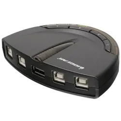 Iogear 4-Port PrinterShare USB (USB-A, 4 Ports), Dockingstation + USB Hub, Schwarz