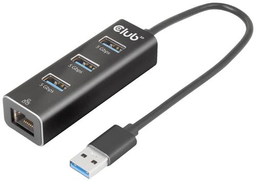 Club3D CSV-1430A USB 3.2 Gen 1 (USB 3.0) / RJ45 Adapter Schwarz 18cm