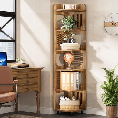Bluebell 71-Inch Tall Corner Shelf, 6-Tier Freestanding Bookshelf Ladder Bookcase for Living Room