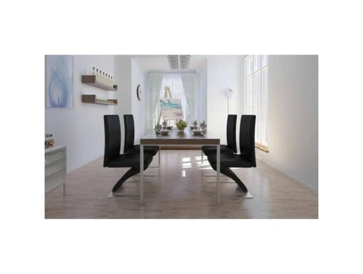 KGHERMDF Esszimmerstühle 4 STK Schwarz Kunstleder Modernes Zickzack-Design, Ergonomische Form, Robust, Ideal für Küche und Esszimmer