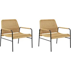 GARTENSTÜHLE 2er-SET aus Rattan Natur Prasimo