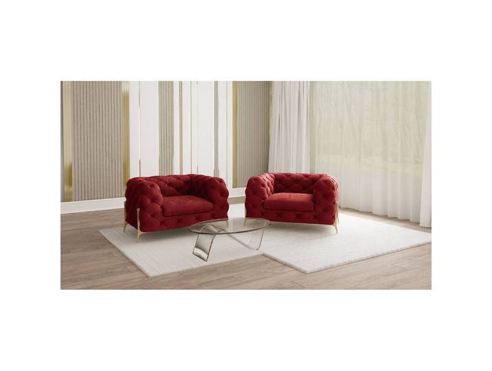 Fauteuil II Rouge Velours Ravi 125 x 73 x 100cm