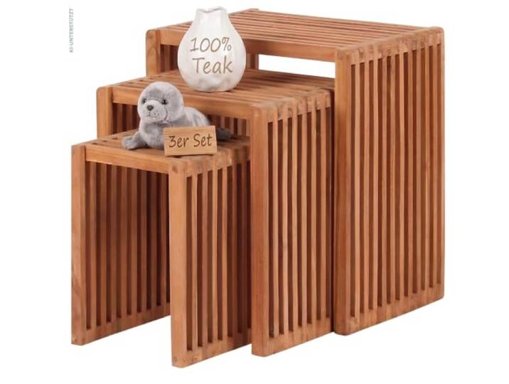 MR. DEKO Beistelltische Holz 3er Set Beistelltisch Teak Indoor und Outdoor