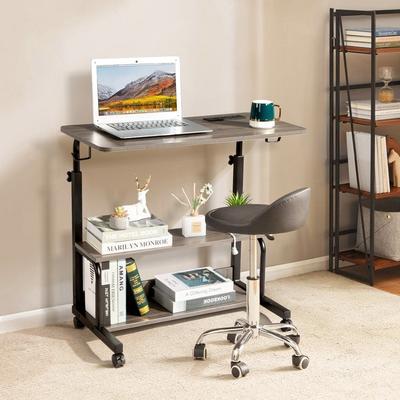 No Rolling and Height Adjustable Computer Desk with Charging Station