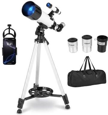 Costway 70 MM Aperture Refractor Telescope with Adjustable Tripod-Silver