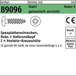 Spanplattenschraube R 89096 HAKO PZ 4x16-Z Stahl galv.verz. 1000St.