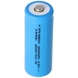 EIZfan IFR 18500 1200mAh 3,2V LiFePo4 Akku Button Top mit Kopf ungeschützt Maße ca. 50,7x18,15mm