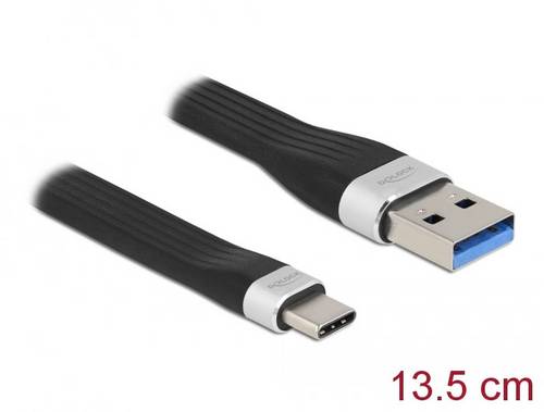 Delock USB-Kabel USB-A Stecker, USB-C Stecker 0.14m Schwarz 85771