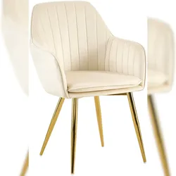 DELUKE Esszimmerstuhl SULIS - Samt Creme 60x86x57 cm Gold | Essstühle Esszimmerstühle Küchenstühle Wohnzimmerstühle