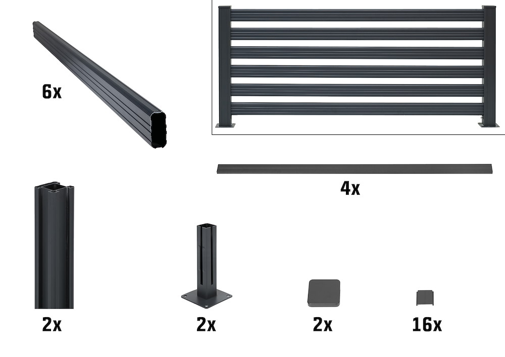 JUNGELMAR Bohlenzaun-Set Aluminium L: 200 cm H: 90 cm 16965309