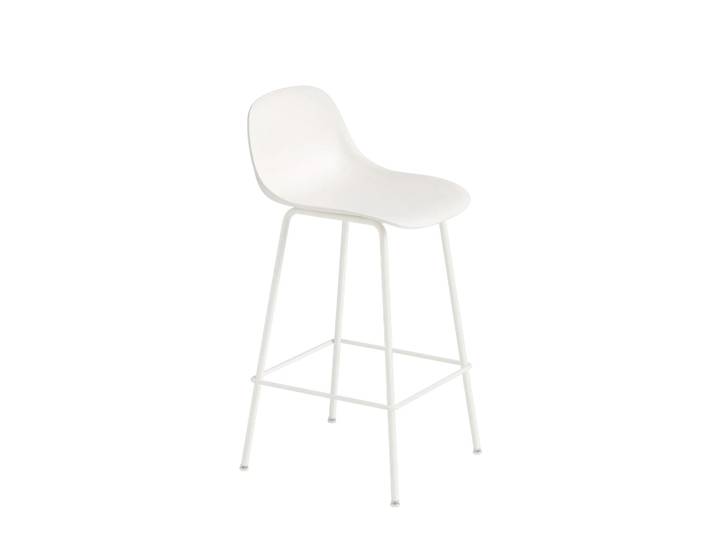 Muuto Chaise de bar Fiber Tube à dossier 65 cm blanc