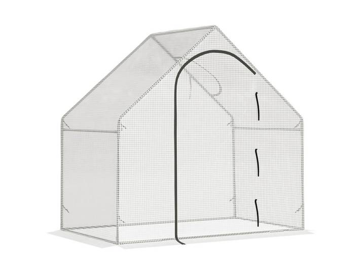 ComfortXL Gewächshaus De-05774 Begehbar, 1,80x1,00x1,68 m Weiß, Metall, Kunststoff, 100x168x180 cm, Gartenzubehör, Gartenhäuser & Gewächshäuser