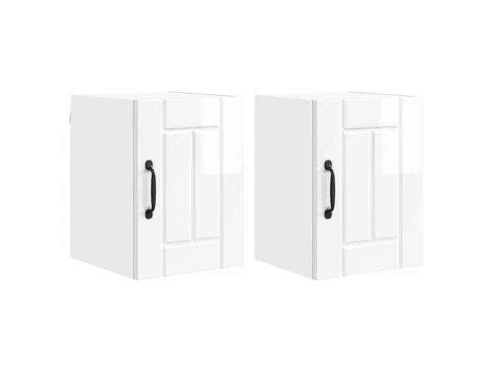 IBUQDDV Wandschrank Lucca 2 STK. Hochglanz Weiß Holzwerkstoff Rechteckige Form, Innenbereich, minimalistisches Design, Holzwerkstoff Rahmen, moderne Küche