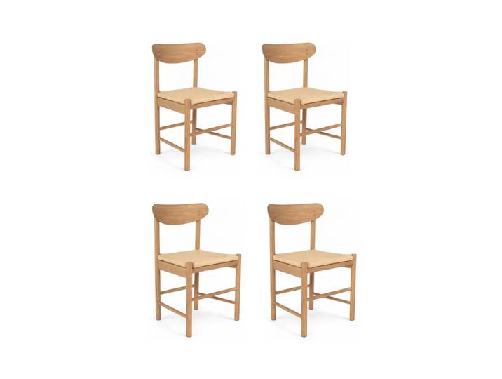 4er Set Esszimmerstühle Malou - Geflechtsitz, Wildeiche