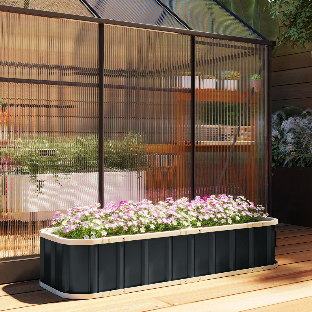 Dakota Fields Outsunny Galvanised Raised Garden Bed with Gloves Grey 31cm H x 165cm W x 52cm D