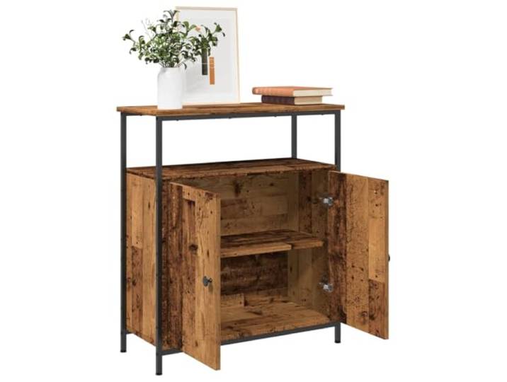 KGTKGTYER Sideboard 70x30x80 cm Schrank aus Holzwerkstoff & Stahl Rustikales Altholz-Design, Viel Stauraum, Höhenverstellbare Beine