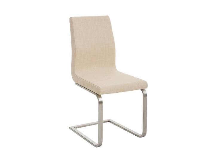 TPFLiving Esszimmerstuhl Belfast Stoff Freischwinger Gestell Edelstahl - Creme