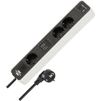 Ecolor Steckdosenleiste 3-fach, 2x USB, mit 3 Countdown Timern weiß/schwarz, 1,5 Meter Kabel, USB-A, USB-C, mit Sicherheitsschalter