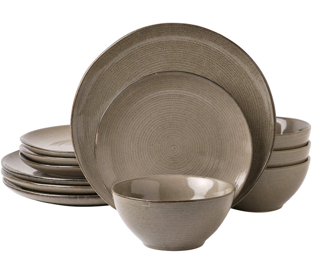 Richmount Stoneware Dinnerware Set 12 Piece - Service for 4 Dark Olive 12