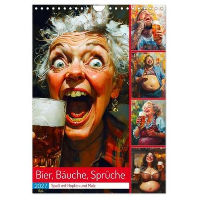 Bier, Bäuche, Sprüche. Spaß mit Hopfen und Malz (Wandkalender 2027 DIN A4 hoch), CALVENDO Monatskalender