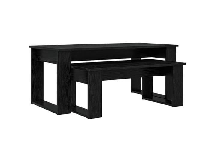 XHNIFBN Couchtisch Set 2-teilig Schwarz Eichen-Optik Holzwerkstoff Vielseitiger Beistelltisch 2er Set für Wohnzimmer und Lounge. Rechteckige Tische aus Holzwerkstoff in eleganter Holzoptik.