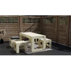 Ante Gartenmöbel-Set inkl. 1 Tisch und 4 Hockern Fichte / Kiefer natur