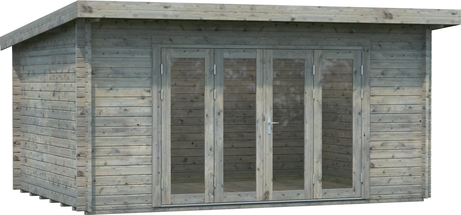 Palmako Gartenhaus Lea 14,2 m² - 44 mm Grau tauchimprägniert