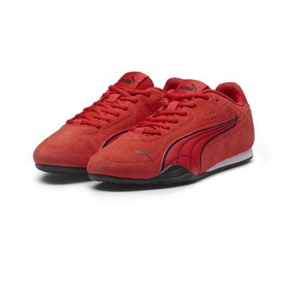 Sneaker PUMA "PUMA Catch Sneakers Erwachsene", Damen, Gr. 40.5, rot (rot schwarz), Obermaterial: Textil, Kuhleder, Synthetik. Futter: Textil. Innensohle: Textil. Laufsohle: Gummi, Schuhe Sneaker