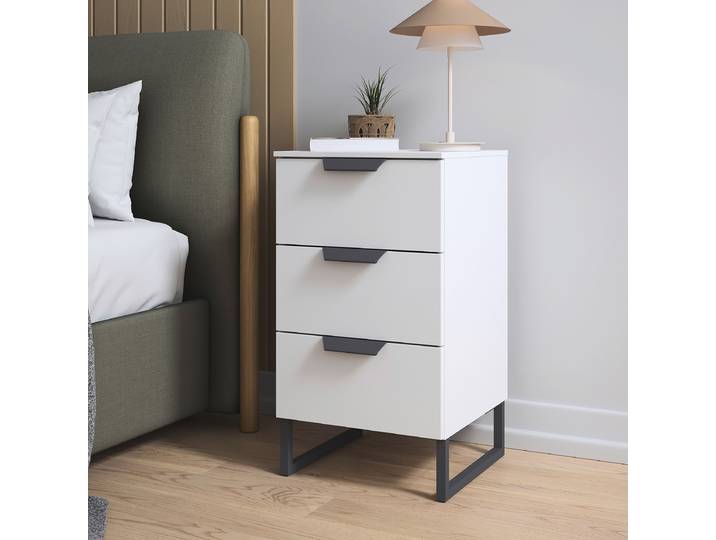 Nachtkommode Aditio 72cm Weiß/Alpinweiß Kufen