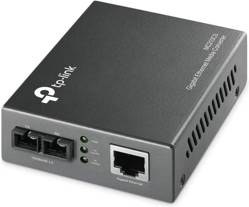 TP-LINK Gigabit Single-Mode Media Converter, Complies with IEEE 802.3ab and IEEE 802.3z Extends Fiber Distance Up to 20 km (MC210CS), New