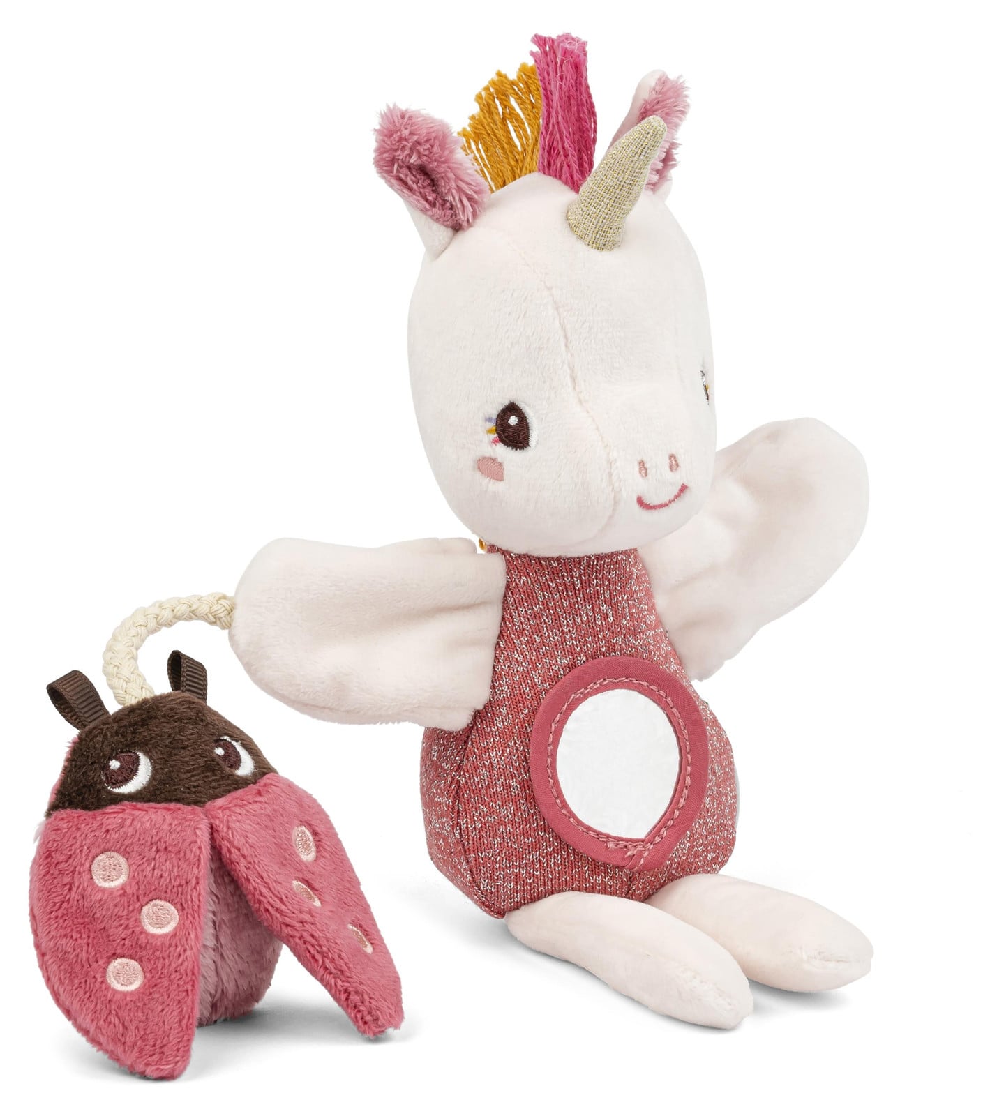 Lilliputiens Activiteitshandpop Eenhoorn Lena - Sensorisch speelgoed voor baby's