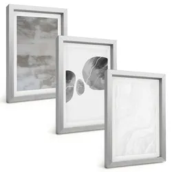 BILDER SET 3er Set - 20x30 cm Silberner Rahmen - Abstrakte moderne Strukturen