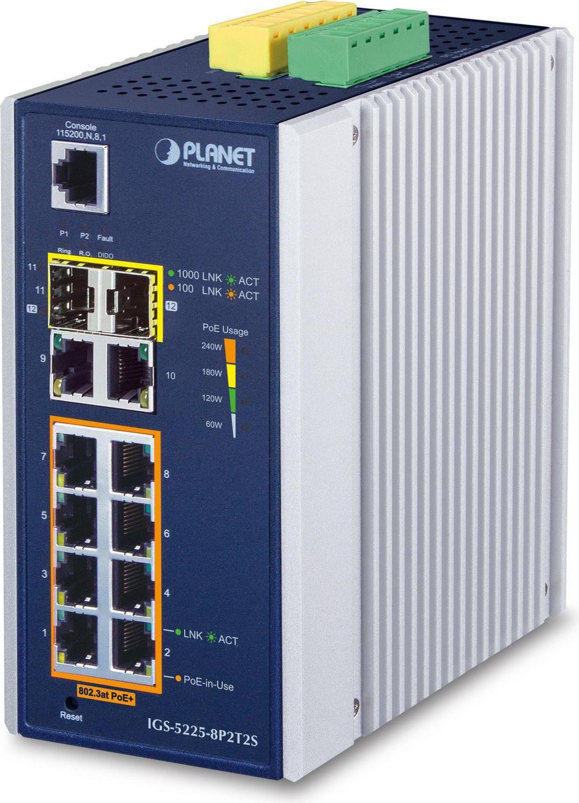 Planet IGS-5225-8P2T2S L2+ Managed Switch met 8 x 10/100/1000 PoE+ poorten