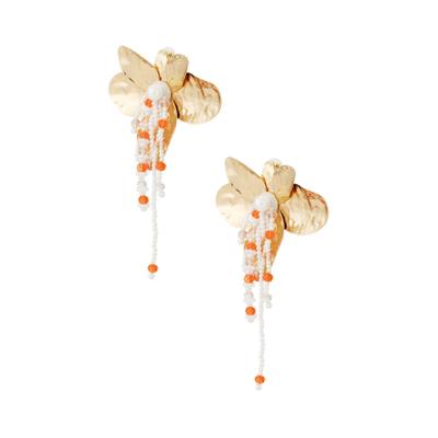 Paar Ohrhänger ADELIA´S "LIVAYA", Damen, Gr. Damen, orange, Ohrringe, Trendig gestalteter Modeschmuck mit Blütenform und Perlendetails