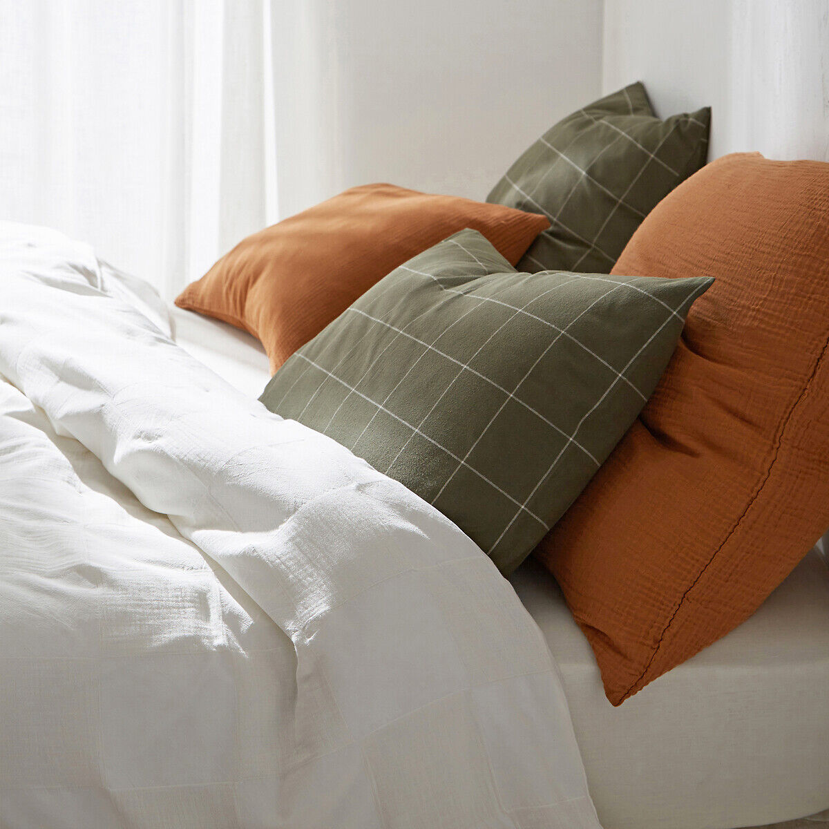 LA REDOUTE INTERIEURS Taie d'oreiller flanelle, Charlie kaki