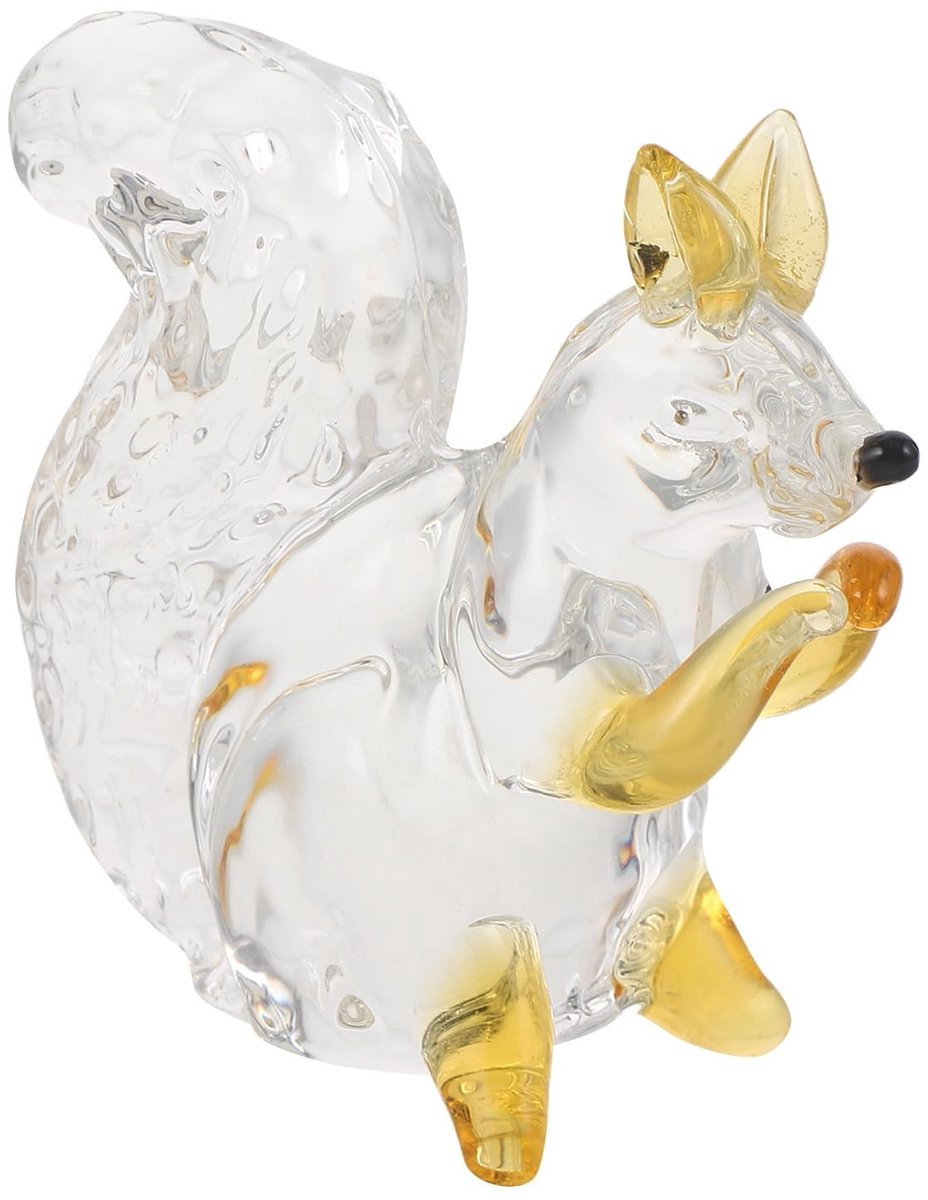 Solidchoice Miniatuur Kristallen Eekhoorn Beeldje - Gesneden Dierendecoratie voor Huis en Tuin