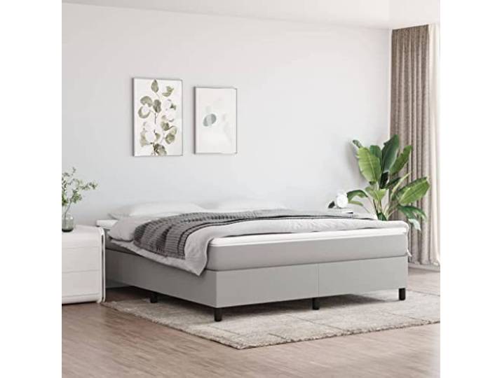 RJPLMFV Bettgestell, Lattenrost, Stoff, Hellgrau, 180 x 200 cm Robuste Füße, Sperrholzlatten, stabil und fest, für Schlafzimmer und Erwachsene