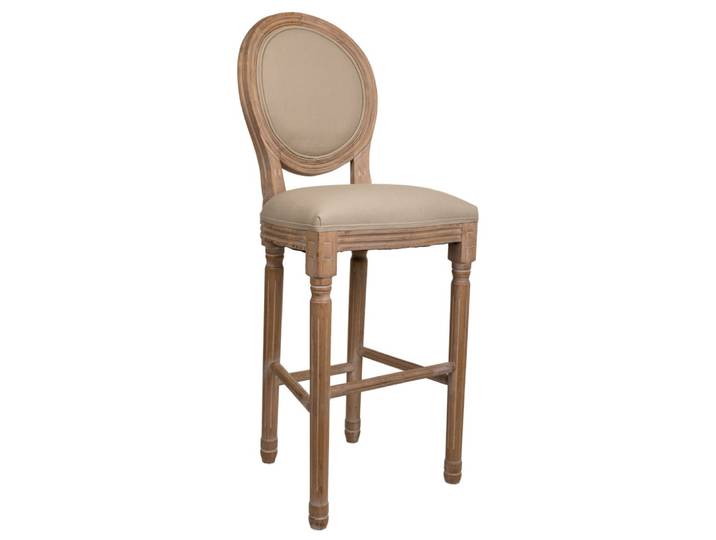 Tabouret en bois tapissé marron 48x42x76/121h
