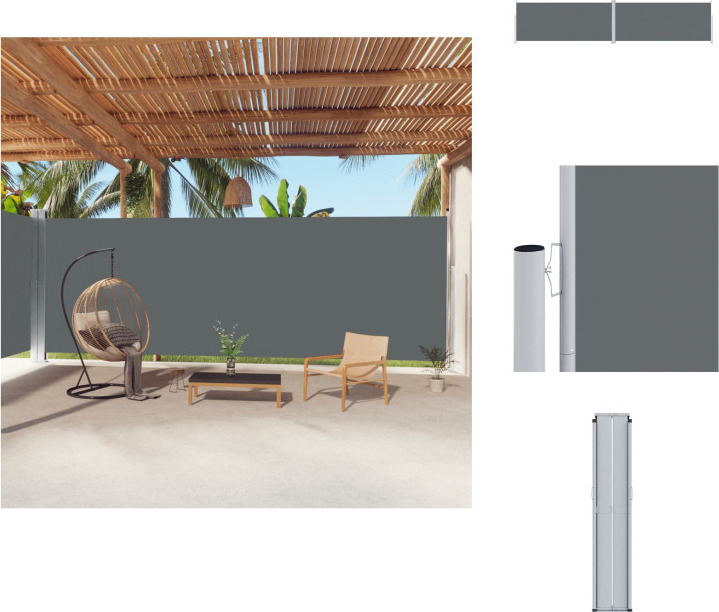 vidaXL Seitenmarkise Ausziehbar Anthrazit 220x1000 cm - Sonnenschirme & Sonnenschutze