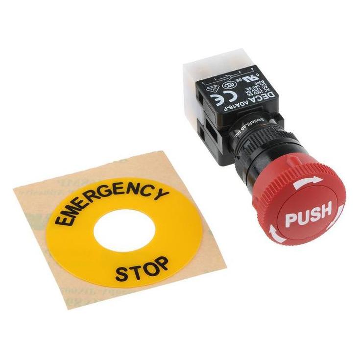 RS PRO Emergency stop switch, 2xDPDT, IP65 (7452442)