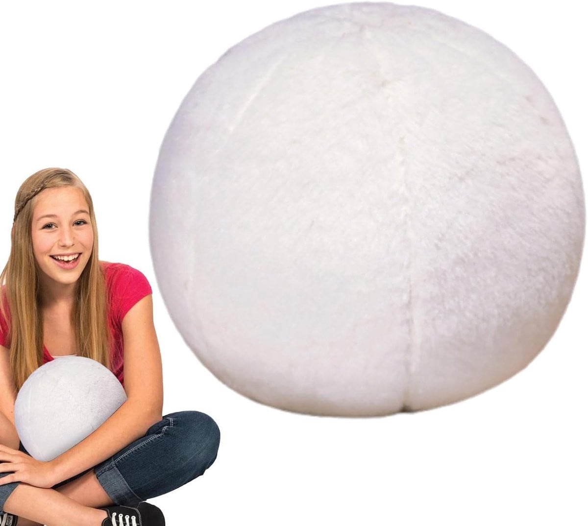 Wit Pluche Bolkussen - Rond Werpkussen - Zacht Kunstfluweel - Diameter: 30 cm