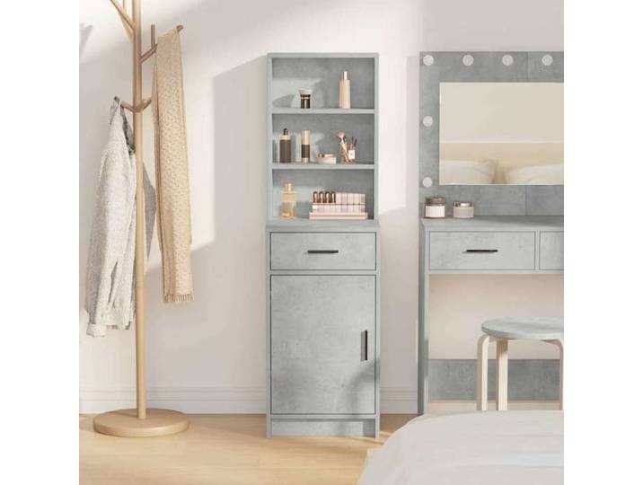 Gris Buffet haut CHIC Haut Armoire rectangulaire 1 PC Gris béton 40x40 5x135 cm Bois d'ingénierie N16469