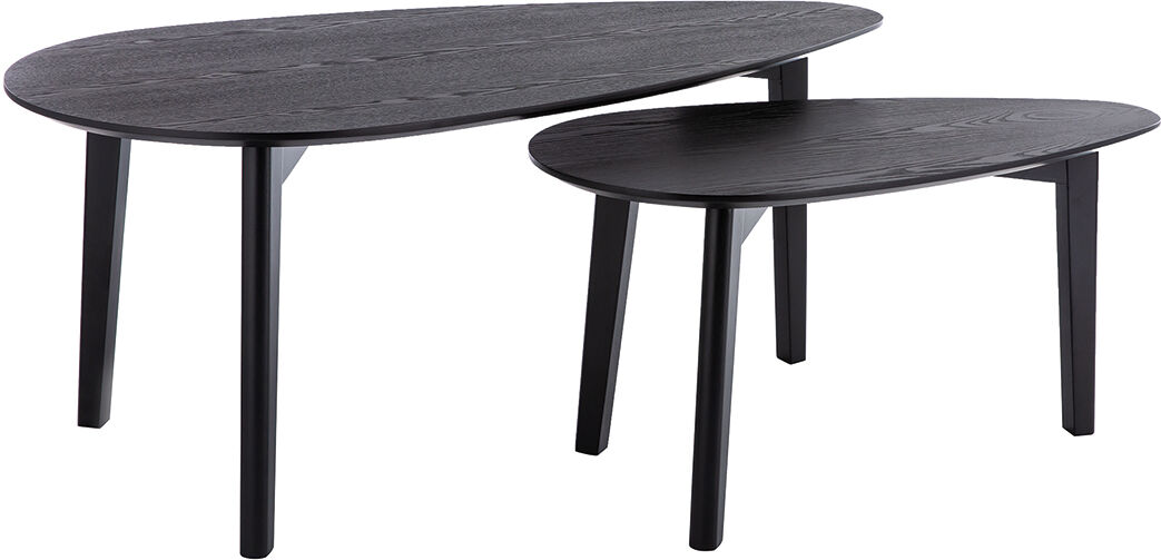 Miliboo Skandinavische Couchtische aus schwarzer Esche (2er-Satz) ARTIK