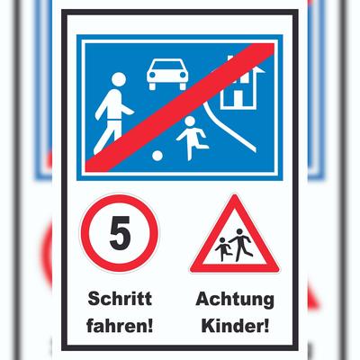 HB-Druck Spielstr Schrittfahren Achtung Kinder Ende A6 Rückseite selbstklebend