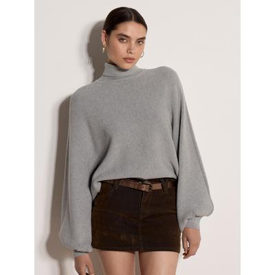 Fledermauspullover APRICOT "Gestrickter Cape-Pullover mit Fledermausärmeln", Damen, Gr. XL (42), grau (silber), Strick, , Modisch, oversize, U-Boot-Ausschnitt, Fledermausärmel Gerippt, Pullover, mit Rollkragen
